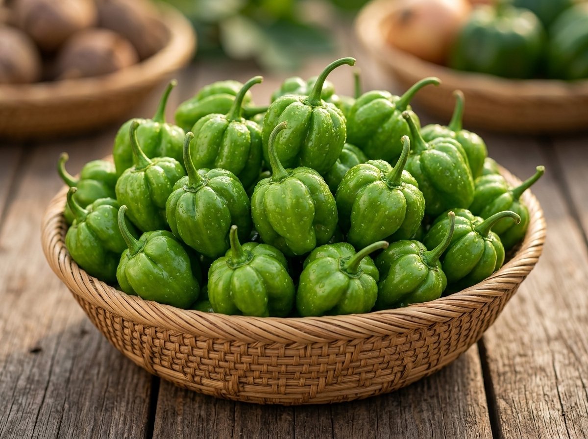 Fresh Green Scotch Bonnet Pepper harvested in Ghana